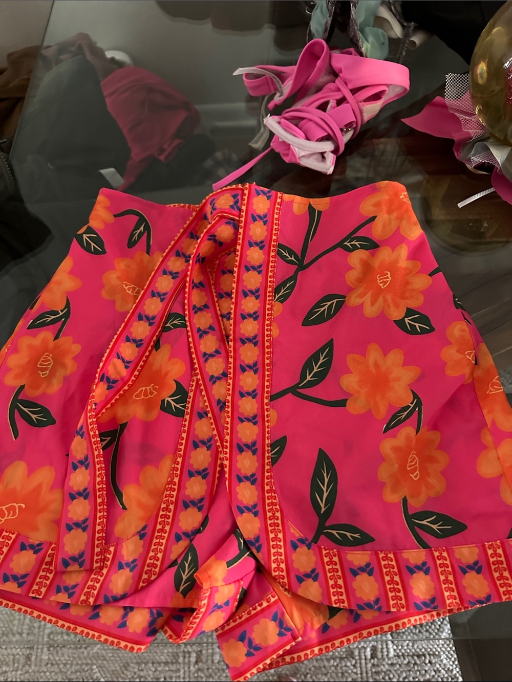Women’s Pink & Orange Floral Skort - Picture 1 of 1